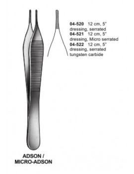 Wasons non-toothed micro adison forceps 22cm